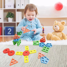 Load image into Gallery viewer, Children Geometric Shapes Color Matching Building Blocks Columns Toys