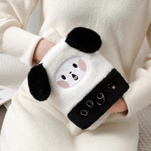 Load image into Gallery viewer, 1L Hot Water Bag Dual Hands Plush Cute Hand Warmer, Black and White Puppy, Brown Bear, Fruit Green Frog, Yellow Duck, Pink Bunny, Consortium, Naughty Cat, Little Brown Bear, Little White Rabbit