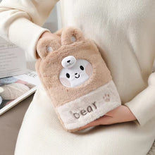 Load image into Gallery viewer, 1L Hot Water Bag Dual Hands Plush Cute Hand Warmer, Black and White Puppy, Brown Bear, Fruit Green Frog, Yellow Duck, Pink Bunny, Consortium, Naughty Cat, Little Brown Bear, Little White Rabbit