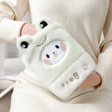 Load image into Gallery viewer, 1L Hot Water Bag Dual Hands Plush Cute Hand Warmer, Black and White Puppy, Brown Bear, Fruit Green Frog, Yellow Duck, Pink Bunny, Consortium, Naughty Cat, Little Brown Bear, Little White Rabbit