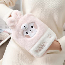 Load image into Gallery viewer, 1L Hot Water Bag Dual Hands Plush Cute Hand Warmer, Black and White Puppy, Brown Bear, Fruit Green Frog, Yellow Duck, Pink Bunny, Consortium, Naughty Cat, Little Brown Bear, Little White Rabbit