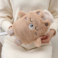 Load image into Gallery viewer, 1L Hot Water Bag Dual Hands Plush Cute Hand Warmer, Black and White Puppy, Brown Bear, Fruit Green Frog, Yellow Duck, Pink Bunny, Consortium, Naughty Cat, Little Brown Bear, Little White Rabbit
