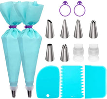 Load image into Gallery viewer, 15 In 1 Silicone Icing Piping Cream Pastry Bag Stainless Steel Cake Nozzle Set, 15pcs /Set
