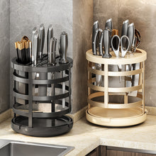 Load image into Gallery viewer, Home Thicken Knife Organizer Chopstick Cylinder Kitchen Drainage Countertop Shelf, Fixed (White), Fixed (Black), Fixed (Creamy), Rotary (White), Rotary (Black), Rotary (Creamy)