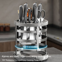 Load image into Gallery viewer, Home Thicken Knife Organizer Chopstick Cylinder Kitchen Drainage Countertop Shelf, Fixed (White), Fixed (Black), Fixed (Creamy), Rotary (White), Rotary (Black), Rotary (Creamy)