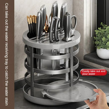 Load image into Gallery viewer, Home Thicken Knife Organizer Chopstick Cylinder Kitchen Drainage Countertop Shelf, Fixed (White), Fixed (Black), Fixed (Creamy), Rotary (White), Rotary (Black), Rotary (Creamy)