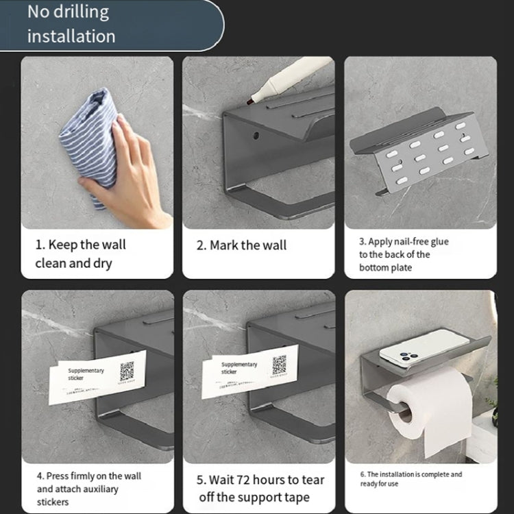 Bathroom Roll Paper Holder No-Punch Cell Phone Storage Shelf, Phone Rack (White), Paper Rack (White）, Phone Rack (Black), Paper Rack (Black), Phone Rack (Gray), Paper Rack (Gray)