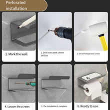 Load image into Gallery viewer, Bathroom Roll Paper Holder No-Punch Cell Phone Storage Shelf, Phone Rack (White), Paper Rack (White）, Phone Rack (Black), Paper Rack (Black), Phone Rack (Gray), Paper Rack (Gray)