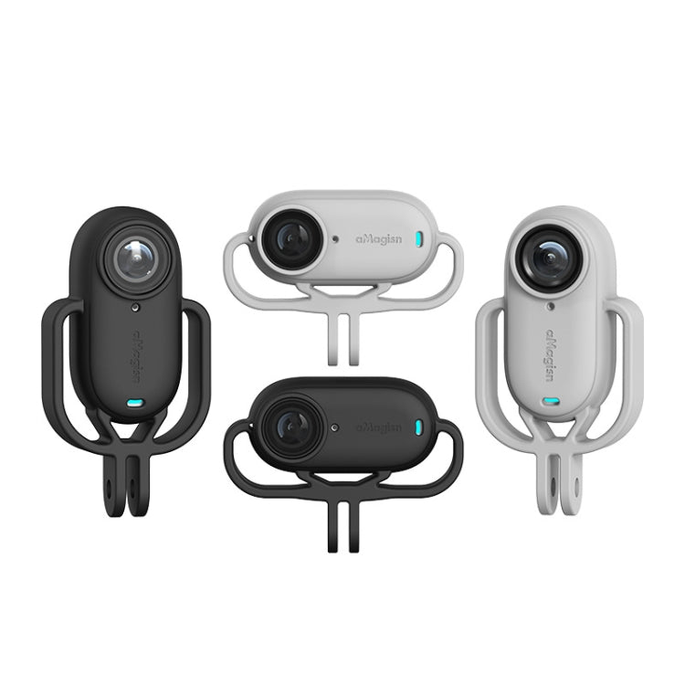 For Insta360 GO 3 AMagisn Silicone Case Camera Protective Accessories, Horizontal Gray, Vertical Gray, Horizontal Black, Vertical Black