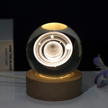Load image into Gallery viewer, 6cm With Warm Light Base 3D Laser Engraved Crystal Ball Night Light USB Glowing Glass Ball