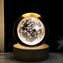 Load image into Gallery viewer, 6cm With Warm Light Base 3D Laser Engraved Crystal Ball Night Light USB Glowing Glass Ball