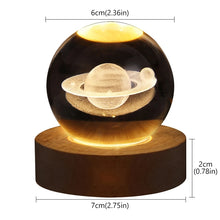 Load image into Gallery viewer, 6cm With Warm Light Base 3D Laser Engraved Crystal Ball Night Light USB Glowing Glass Ball