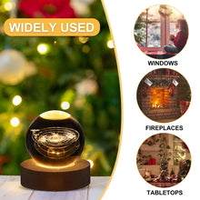 Load image into Gallery viewer, 6cm With Warm Light Base 3D Laser Engraved Crystal Ball Night Light USB Glowing Glass Ball
