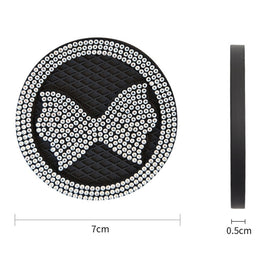 Car Multifunctional Anti-slip Coaster with Diamond Bow Crystal