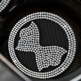 Car Multifunctional Anti-slip Coaster with Diamond Bow Crystal