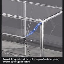 Load image into Gallery viewer, Stackable Transparent Storage Box Magnetic Suction Bookcase Handbag Display Rack, No Partitions, Single Partition, Double Partition, Three Partitions, Side Opening