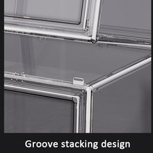 Load image into Gallery viewer, Stackable Transparent Storage Box Magnetic Suction Bookcase Handbag Display Rack, No Partitions, Single Partition, Double Partition, Three Partitions, Side Opening