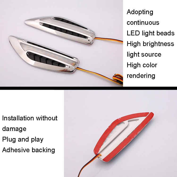 2pcs Car Fender Blade Dynamic Side Marker Lights 12V LED High Bright Daytime Running Lights, Red, White, Blue