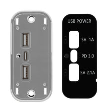 Load image into Gallery viewer, 12/24V USB+Type-C Car, RV, Boat Mobile Phone Charger Modification, Silver 2.1A+1A+PD3.0
