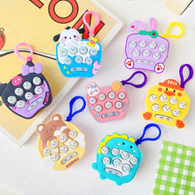 Load image into Gallery viewer, Cartoon Pattern Mini Palm Gaming Machine Play Mouse Electronic Lighting Decompressing Toy Keychain, Carrot Rabbit