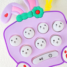 Load image into Gallery viewer, Cartoon Pattern Mini Palm Gaming Machine Play Mouse Electronic Lighting Decompressing Toy Keychain, Carrot Rabbit