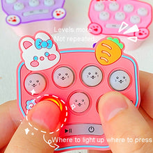 Load image into Gallery viewer, Cartoon Pattern Mini Palm Gaming Machine Play Mouse Electronic Lighting Decompressing Toy Keychain, Carrot Rabbit