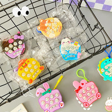 Load image into Gallery viewer, Cartoon Pattern Mini Palm Gaming Machine Play Mouse Electronic Lighting Decompressing Toy Keychain, Carrot Rabbit