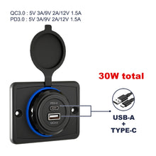 Load image into Gallery viewer, Car Ship Modified Waterproof USB Socket Charger, UCC-350 QC+PD Fast Charge 30W, UCC-350 AC3.1A Total 3.1A 15.5W