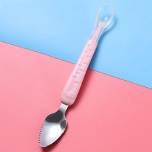 Load image into Gallery viewer, Baby Fruit Double-Ended Scraping Spoon 304 Stainless Steel Silicone Soft Spoon, Pink, Blue, Blue With Storage Box, Pink With Storage Box