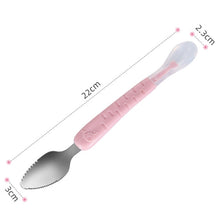 Load image into Gallery viewer, Baby Fruit Double-Ended Scraping Spoon 304 Stainless Steel Silicone Soft Spoon, Pink, Blue, Blue With Storage Box, Pink With Storage Box