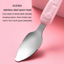 Load image into Gallery viewer, Baby Fruit Double-Ended Scraping Spoon 304 Stainless Steel Silicone Soft Spoon, Pink, Blue, Blue With Storage Box, Pink With Storage Box