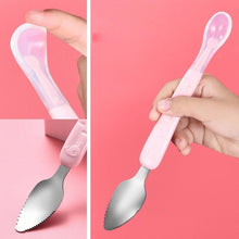 Load image into Gallery viewer, Baby Fruit Double-Ended Scraping Spoon 304 Stainless Steel Silicone Soft Spoon, Pink, Blue, Blue With Storage Box, Pink With Storage Box