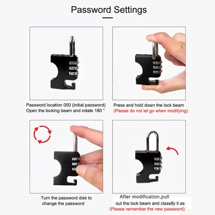 Motorcycle Helmet Anti-Theft Lock Fixed Helmet Combination Padlock, Black, Silver