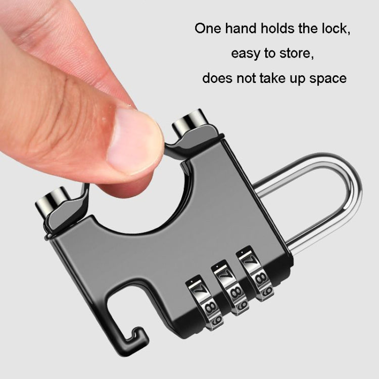 Motorcycle Helmet Anti-Theft Lock Fixed Helmet Combination Padlock, Black, Silver