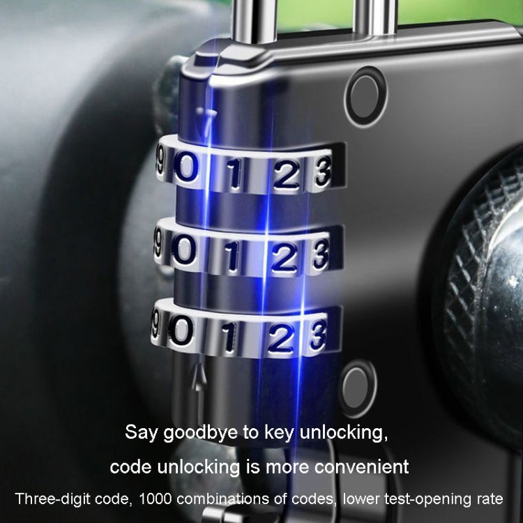 Motorcycle Helmet Anti-Theft Lock Fixed Helmet Combination Padlock, Black, Silver