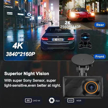 Load image into Gallery viewer, 3-Inch Dual-Lens Front 4K + Rear 2K HD WiFi Connected Driving Recorder, A5