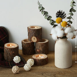 Vintage Nostalgia Stump Wooden Candle Holder Photo Prop Home Studio Decoration