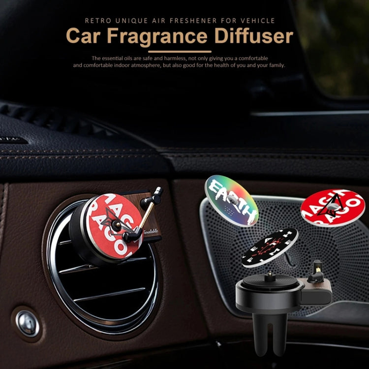 Car Aroma Diffuser Air Vent Rotating Retro Gramophone Fragrance Diffuser Ornament, Gramophone+3pcs Refill Aroma