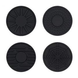 4pcs/set 6.8x0.3cm Car Anti-slip Silicone Water Coaster Storage Interior, Black, Gray, Brown, Green, Wine Red