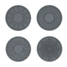 4pcs/set 6.8x0.3cm Car Anti-slip Silicone Water Coaster Storage Interior, Black, Gray, Brown, Green, Wine Red