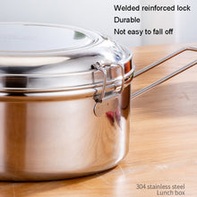 Load image into Gallery viewer, 304 Stainless Steel Round Lunch Box, 14cm Single Layer, 16cm Single Layer, 14cm Double Layer, 16cm Double Layer