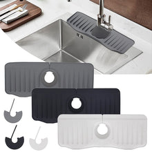 Load image into Gallery viewer, Bathroom Kitchen Silicone Faucet Anti-Splash Drain Mat, White, Grey, Black, White+Waterproof Edge, Gray+Waterproof Edge, Black+Waterproof Edge