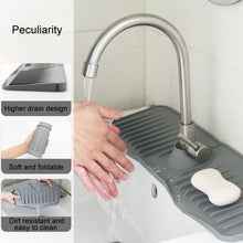 Load image into Gallery viewer, Bathroom Kitchen Silicone Faucet Anti-Splash Drain Mat, White, Grey, Black, White+Waterproof Edge, Gray+Waterproof Edge, Black+Waterproof Edge