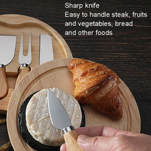 Load image into Gallery viewer, 4pcs /Set Round Oak Box Cheese Knife Spatula Stainless Steel Cheese Tools Cutlery, Steel Color, Black, Gold
