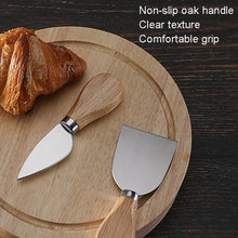 Load image into Gallery viewer, 4pcs /Set Round Oak Box Cheese Knife Spatula Stainless Steel Cheese Tools Cutlery, Steel Color, Black, Gold