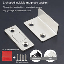 Load image into Gallery viewer, 90 Degree No-Punch Invisible Door Suction Thin Section Wardrobe Sliding Door Magnetic Suction, Silver, Black