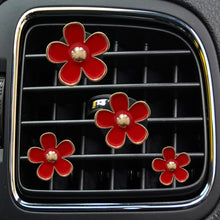 Load image into Gallery viewer, 4pcs/set Small Chrysanthemum Perfume Alloy Jewelry Car Air Outlet Decoration Clip, White, Black, Red, Blue