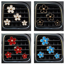 Load image into Gallery viewer, 4pcs/set Small Chrysanthemum Perfume Alloy Jewelry Car Air Outlet Decoration Clip, White, Black, Red, Blue