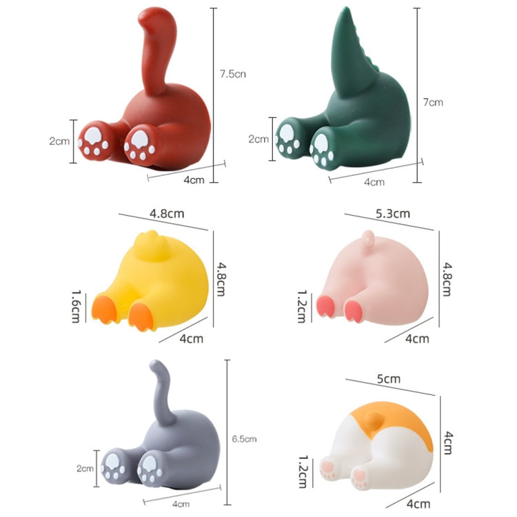 Cartoon Animal Punch-free Hook Traceless Plug Holder Bathroom Cute Toothbrush Hanger, Dinosaur Tail, Cat Tail, Lattice Tail, Corgi Tail