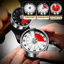 Load image into Gallery viewer, Kitchen Stainless Steel Mechanical Timer Student Time Management Reminder Baking Alarm Clock